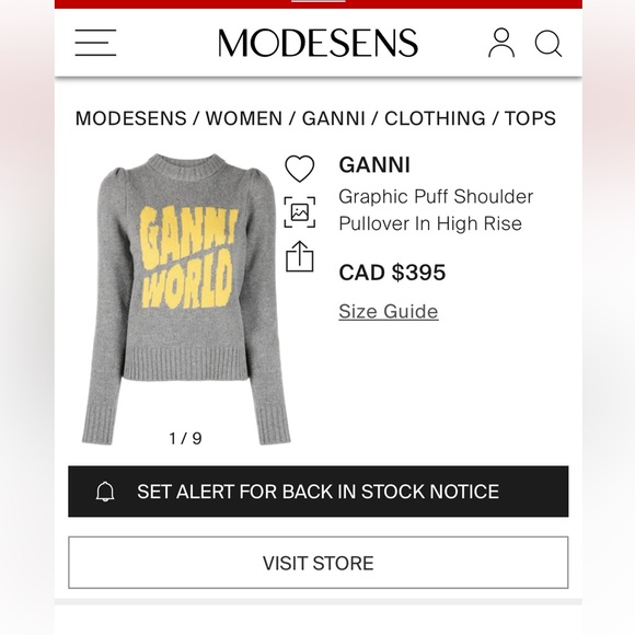 Ganni world - graphic puff shoulder pullover - Picture 5 of 9
